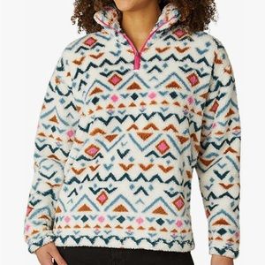NWT • Eddie Bauer • plush vanilla Aztec 1/4 zip